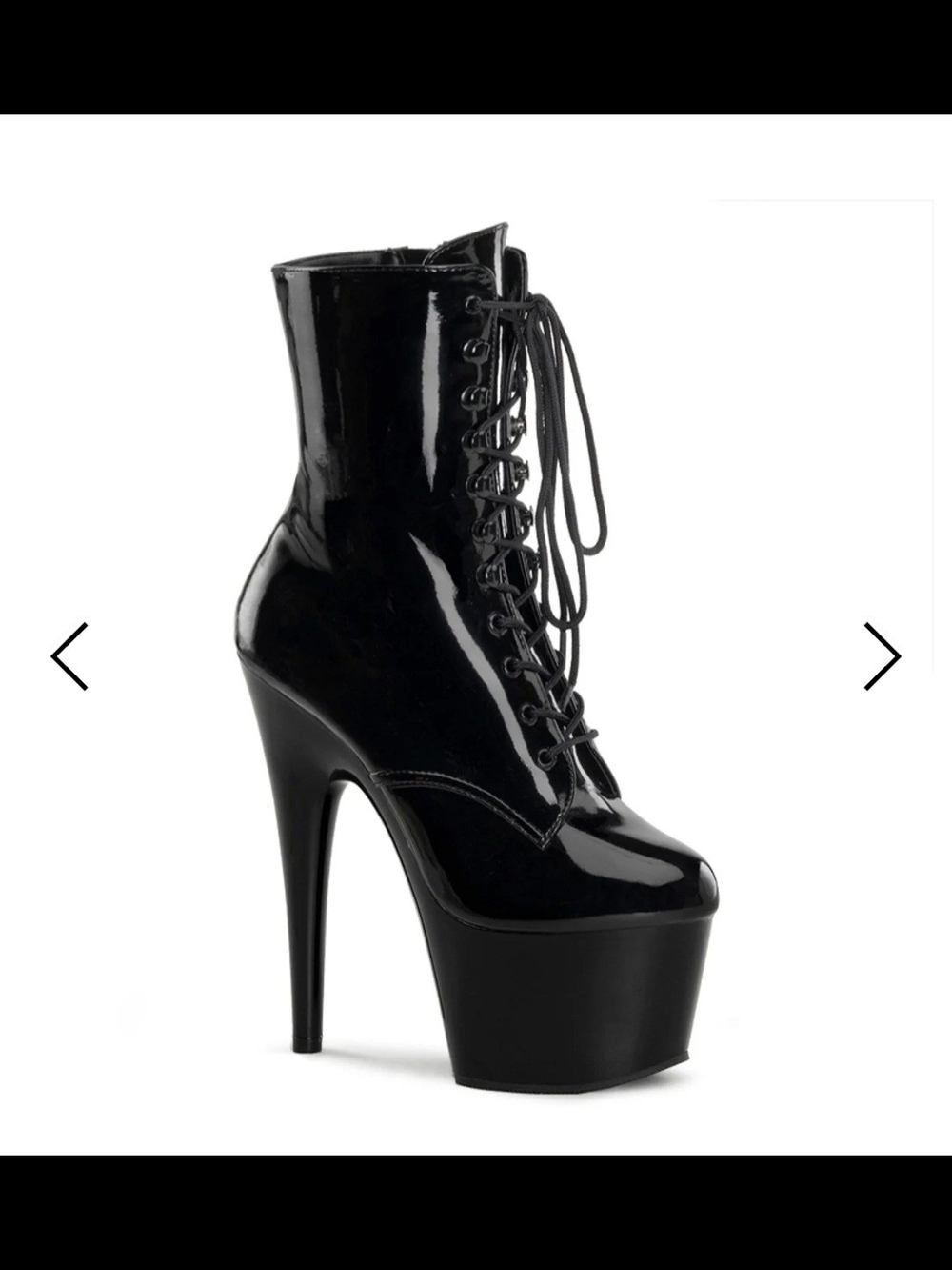 Pleaser Black Patent Lace-Up Platform Stiletto Booties - Picture 2 of 2